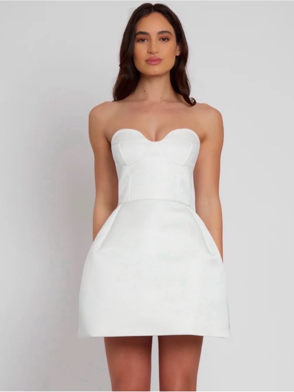 Leau Baby Bustier White Strapless Minidress Size Small